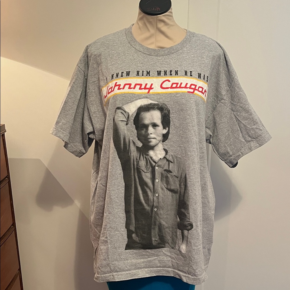 Vintage 1999, Johnny Cougar Gray Graphic T-Shirt